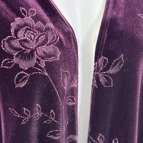 VTG S.L. Fashions Womens 20W Plum Kimono Cardigan Velvet Blazer Open Front Boho - Picture 10 of 15